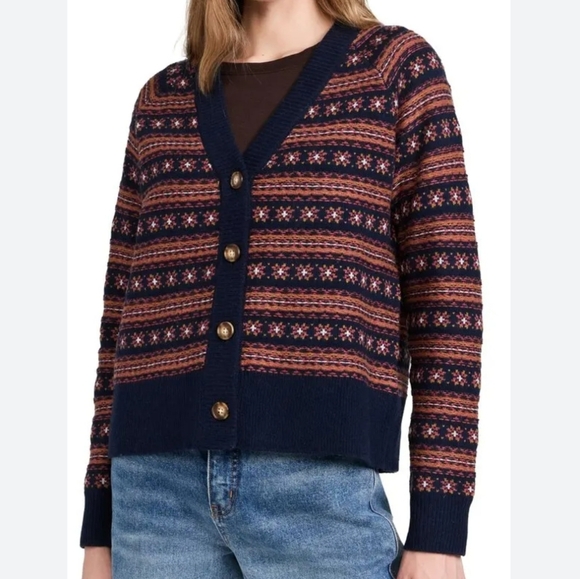 Faherty Highland Fair Isle Cardigan S - Picture 8 of 16